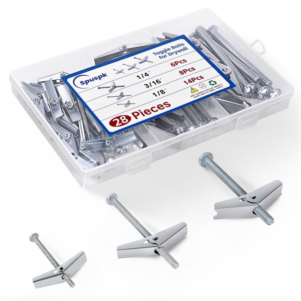 28Pcs Heavy Duty Drywall Anchors, Toggle Bolts and Wing Nut