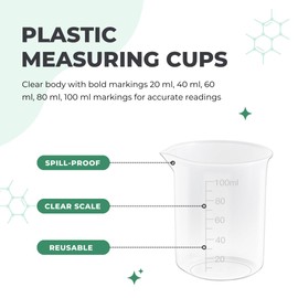 9 Pack 100ml Plastic Beakers - Graduated Lab Measuring Cups Shatterproof for Science Experiments, Classroom, Crafts & Kitchen Use