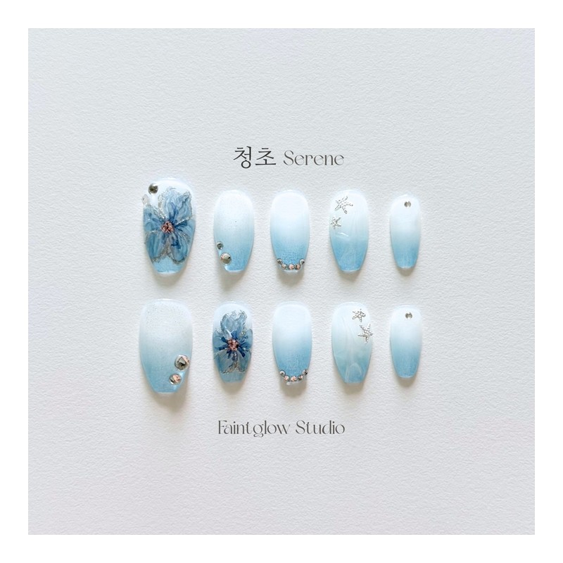 [Neat Serene] Handmade nail tips - Stiletto / [청초 Serene]