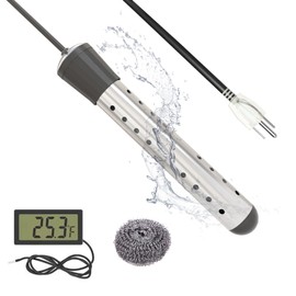 1500W Immersion Water Heater, Pool Heater for Above Ground Pool with 304 Stainless Steel Anti-scalding, Bucket Water Heater with Digital LCD Thermometer, Heats up to 5 gallons of Water in Minutes