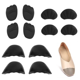 6 Pairs Shoe Filler Inserts for Women, Toe Cushion Fillers Make Shoes Fit, Heel Comfort Pads, Half-Size Insoles Adjust Shoe Too Big for High Heels, Flats, Casual (Round Head)