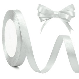 10mm Sliver Ribbon 22m Sliver Satin Ribbon Silver Ribbon for Gift Wrapping 1cm Silver Ribbon for Christmas Tree Wedding Car Ribbon Silver Ribbon for Balloons Wedding Ribbon for Car Bouquet Ribbon