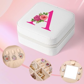 Parima Graduation Jewelry Box - Pink Travel Jewelry Organizer for Women - B Shape - White