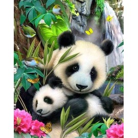 Cross Stitch Kits 11 Count Stamped Meecaa Flower Animal Bamboo Panda Embroidery Kit with Accessories Pre-Printed (36cm x 46cm) (Panda)