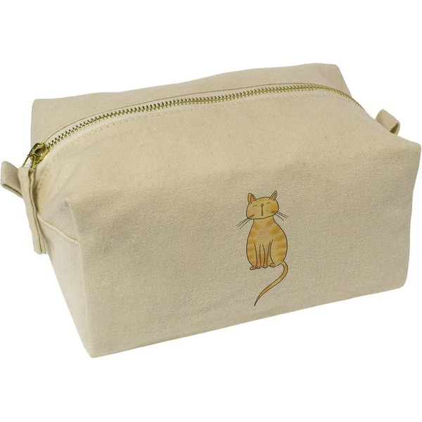 'Ginger Cat' Canvas Wash Bag/Makeup Case (CS00032669)