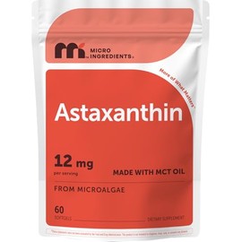 Micro Ingredients Astaxantina 12 mg, 60 cápsulas blandas | Suplementos antioxidantes de astaxantina de primera calidad* | Fuente de microalgas frescas