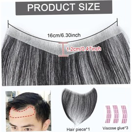 Tupé de cabello para hombres, cabello humano, frente, línea de, repuesto en forma V, pieza para hombres