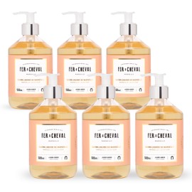 Fer à Cheval Liquid Marseille Soap Set of 6, Amber Jasmine Scent, 500ml/16.9 fl oz Bottles, French Luxury Hand Soap, Gentle Everyday Cleansing