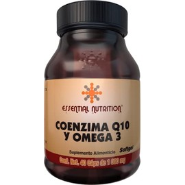 Essential Nutrition Q10 y DHA-EPA (Coenzima Q10 y Omega 3) 40 Cápsulas de 1000 mg                                                                     