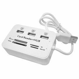 ERCENTURY Card Reader and 3 Ports Usb Hub, High Speed External Memory Card Reader (MS, Micro SD,SD/MMC,M2,TF Card) (USB 2.0)
