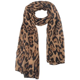 GWAWG Women's Scarf with Leopard Pattern Timeless Design in Leo Print for Autumn Summer Winter Soft Scarf Made of Bali Viscose Ideal as a Stole or Bandana, black