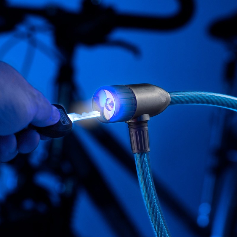 Burg-Wächter Zweirad-seilschloss mit Licht , farbig sortiert, Länge: 80 cm