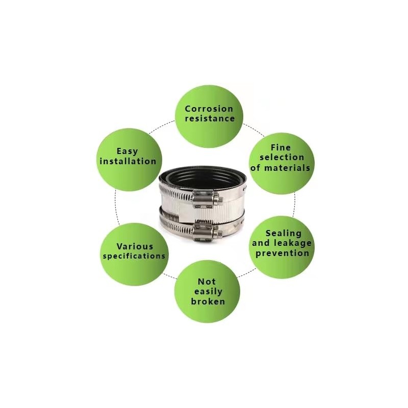 Flexible pipe Coupling with Stainless Steel Clamps.Pipe Connector for PVC