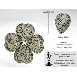 Dalmatian Jasper Crystal Heart Palm Stone - Pocket Massage Worry Stone for Natural Body Chakra Balancing, Reiki Healing and Crystal Grid