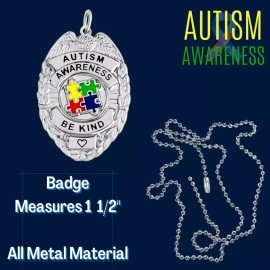 AGENT GEAR USA Autism Awareness Necklace Police Badge Style