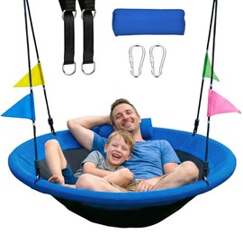 HeyZoo Tree Swing, 48 inch Saucer Swing, with Tree Hanging Straps, 600lbs Weight Capacity, for Outdoor Backyard and Playground, Gifts for Kids, Blue