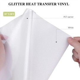 HTVRONT Glitter Plotter Film Textile White - 30.48 cm x 183 cm Glitter Flex Film Plotter Textile for Iron-On T-Shirt White Glitter Sublimation Flex Film for Cricut and Silhouette Cameo