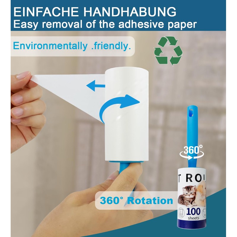 Extra Sticky Lint Roller Mega Value Set 1000 Sheets, 10