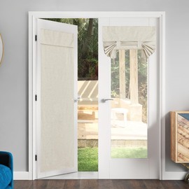 NICETOWN - Cortina de lino para puerta francesa, cortina autoadhesiva sin herramientas, cortina de ventana Tricia con aislamiento térmico, cortinas de privacidad para luz lateral, cortinas de luz lateral, eficiencia energética, 36 pulgadas de ancho x 80 