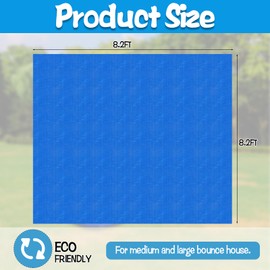 Bounce House Mat, 98.42 x 98.42 Inch Heavy-Duty Waterproof PE Inflatable Water Slide Bounce House Pad for Outdoor Bouncy Castle Under Jump House Floor Underlayment Pad