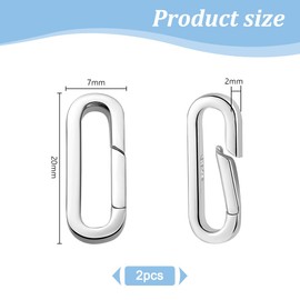 PH PandaHall 2pcs 925 Sterling Silver Spring Bail Connector, 20x7mm Long Necklace Clasps and Closures Bail Clasp Necklace Enhancer Connector Snap Clasps Gate Ring for DIY Jewelry Crafts Making, 2pcs