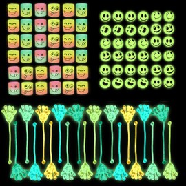 4E's Novelty 108 Pcs Glow in The Dark Toys - 36 Bouncy Balls, 36 Coil Spring, 36 Sticky Hands, Bulk Party Favor or Kids Goodie Bags Birthday Party Supplies, Easter Egg Filler & Basket STuffers