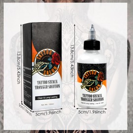 150 ml Tattoo Transfer Gel, Professional Tattoo Transfer Cream, Vegan Tattoo Stencils Gel for Temporary Tattoos, Body Art and Beginners, Clear and Long-Lasting