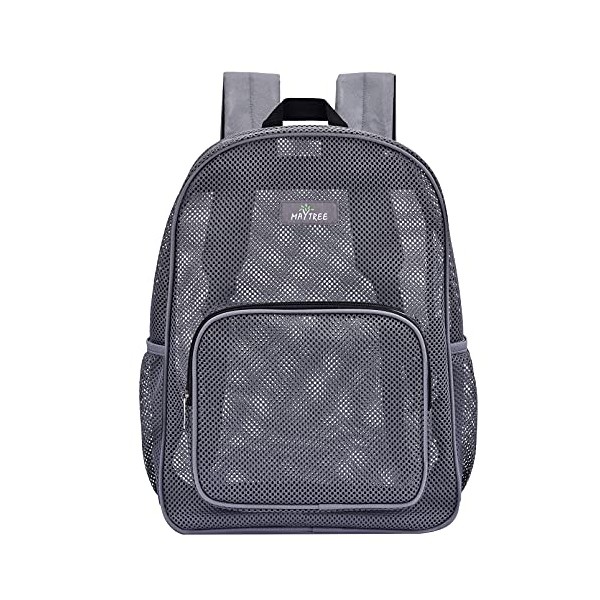Heavy Duty Mesh Backpack, Semi-Transparent Mesh Backpack, See Through Mesh Backpack for Commuting, Swimming, Travel, Beach, Outdoor Sports (Grey)
