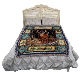 Deer Lodge - Terry Doughty - Blanket Throw Woven from Cotton - Made in The USA (72x54)