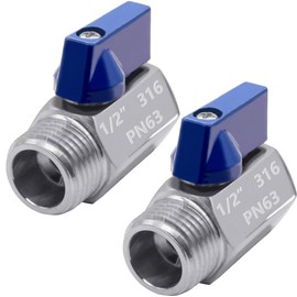 Beduan 1/2" Mini Ball Valve, Stainless Steel Female x Male NPT Thread Shut-Off Valve, Pack of 2