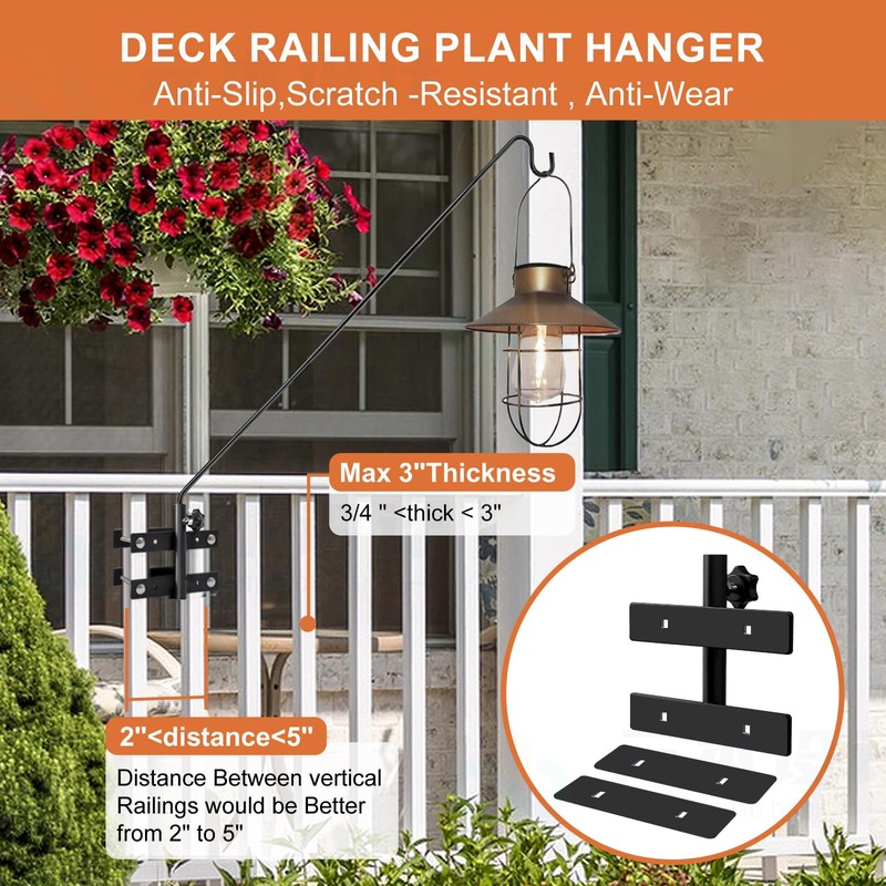 IVOODi Heavy Duty Deck Hook-Deck Railing Plant Hanger, 29 to