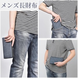 [FSD.WG] Men's Long Wallet Leather Large Capacity Bill Fold Gift Thin Business Stylish Male Wallet Coin Purse For Gentlemen, blue C, L