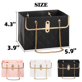 Pumtus Pumtus 15 Pack Flower Paper Gift Bag, Bouquet Portable Flower Handbag Box with Metal Chain, Rectangle Wedding Gift Wrap Bag, Small Florist Carrier Bag for Arrangements, Valentine's Day, Birthday