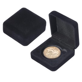 beinkmake 2Pcs Challenge Coins Display Case 45mm Black Velvet Display Coin Box Challenge Coin Protective Storage Presentation Box for Commemorative Coins Medals Tokens
