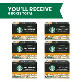 Starbucks K-Cup Coffee Pods, Starbucks Blonde Roast Coffee With 2X Caffeine Veranda Blend For Keurig Brewers, 100% Arabica, 6 Boxes (60 Pods Total)