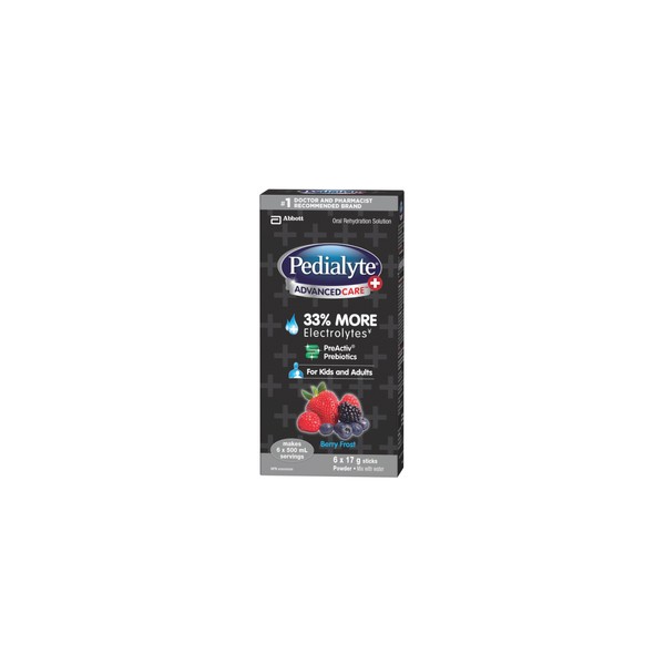 Pedialyte AdvancedCare Plus Electrolytes Powder Sticks Berry Frost 6 x 17 g