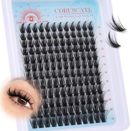 CORUSCATE Lash Clusters and Spikes 2-IN-1 Feather Element Cluster Eyelash Extensions, 80D Eyelash Clusters Thick Volume 10-18mm DIY Individual Lashes with Spikes Salon-Level Lash Extension Look