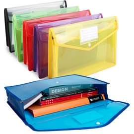 Mtxorvix 6 PCS Plastic Wallets A4, Folder Document Wallets Large Capacity,Envelopes File Folders with Snap Closure,Clear A4 Plastic Folders,Document Wallets Organizer for School Office Home(6 Colour)