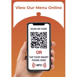 Touchless Menu - QR Code and Tag - View Menus Online - Two-Sided Menu Tap Card - Perfect for Storefront Window, Table, Drive-Thru, Takeout and Pickup Locations