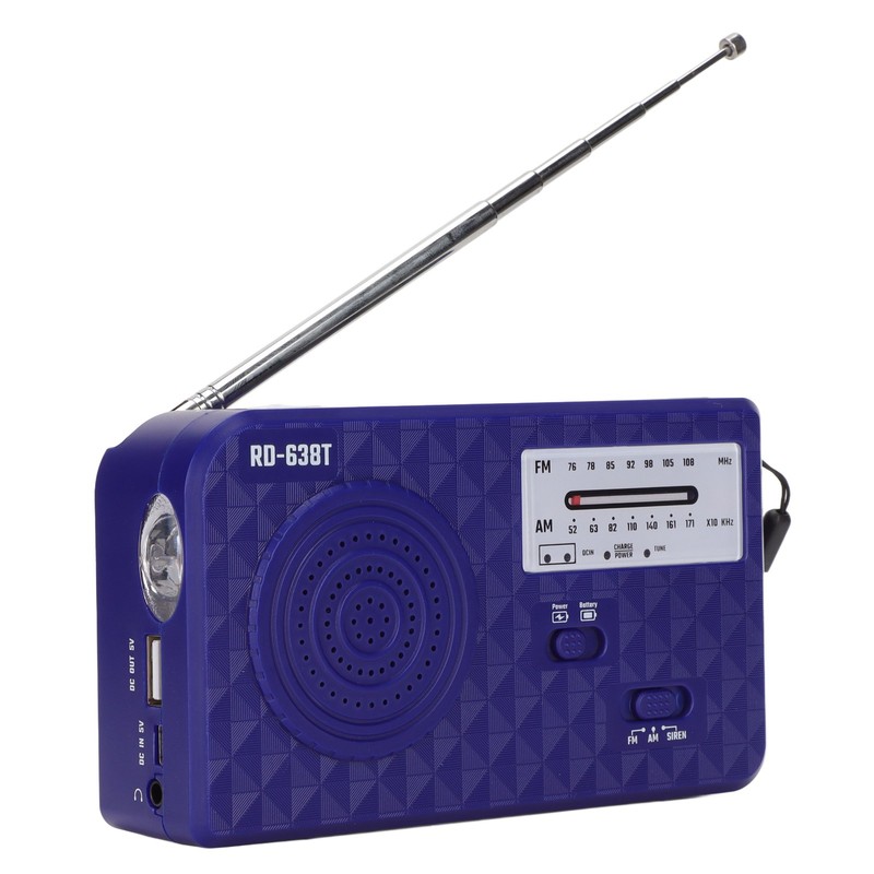 RD‑638T Hand Crank Flashlight Radio Multifunctional Portable Solar Emergency Weather