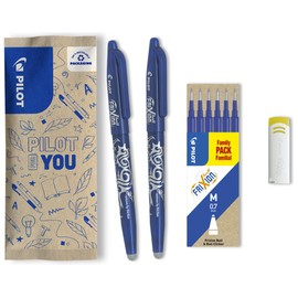 Pilot FriXion Ball Erasable Rollerball Pen, Set of 9, 2 Blue FriXion Ball + 6 Refills + FriXion Eraser