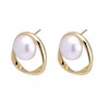 MOUP Simple Design Pearl Earrings, Popular for Allergy Metals, Silver