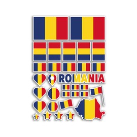A4 Sticker Sheet Romania Flags Vinyl Stickers - Romanian Country Europe World National Flag Vacation Travel Holiday Car Aesthetic #80060
