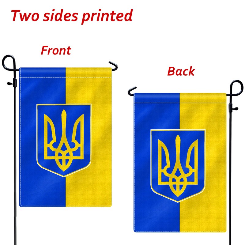 Ukraine Garden Flag,12x18 in Heavy Duty Ukrainian Emblem Outdoor Banner
