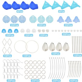 SUNNYCLUE 10 Pairs Flower Folding Earrings, Handmade Set, Charm, Flower Parts, Petal Earrings, Suzuran, Charm, Cherry Blossom Earrings, Swinging Necklace, Japanese Style, Frame Parts, Round Rhombus,