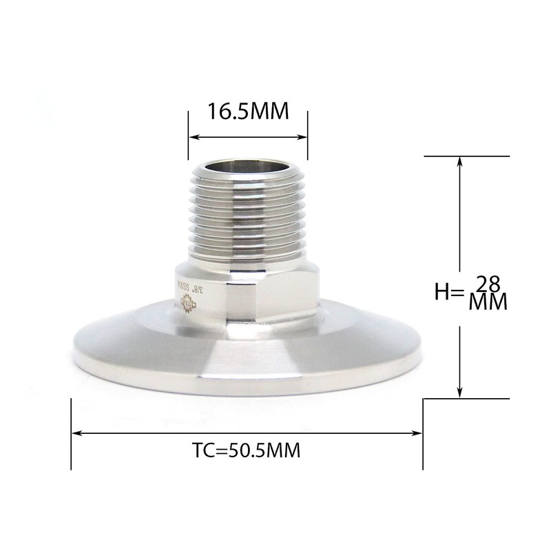QiiMii 1.5" Tri Clamp Tri Clover Fittings to NPT 3/8"