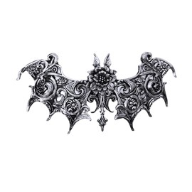 Vintage Celtic Bat Flower Hair Clips - Large Metal Medieval Style Barrettes for Women (bat & flower 6)