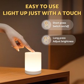 DAZZY DOT DAZZY DOT Touch Night Light for Baby Nursery, Small Cordless Lamp, Dimmable Portable Rechargeable Battery Operated Night Light, Wireless Bedside Mini Lamp for Bedroom, Bathroom