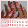 French Tip Press on Nails Almond Fake Nails 3D Flowers