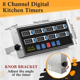 1 Pack Commercial 8 Channel Digital Kitchen Timer, Multi-Countdown Timer with Loud Alarm & Large LCD Display, Wall Mount or Countertop for Restaurant, Fry Station, Baking & Lab Use